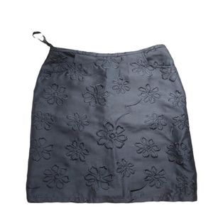 Black floral embroidered mini skirt